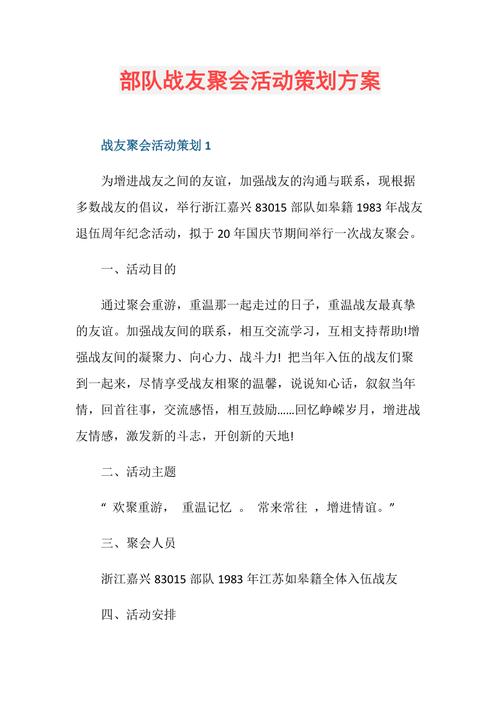 战友出行活动方案 - 战友聚会活动实施方案  第2张